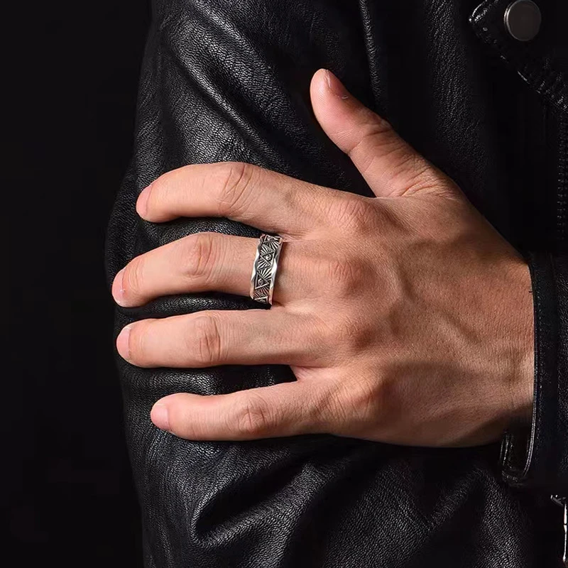 Fashion Verzilverd Mannen Ring Trend Thai Zilveren Geometrische Ogen Verstelbare Ring Voor Mannen Jongen Accessoires Partij Sieraden Geschenken