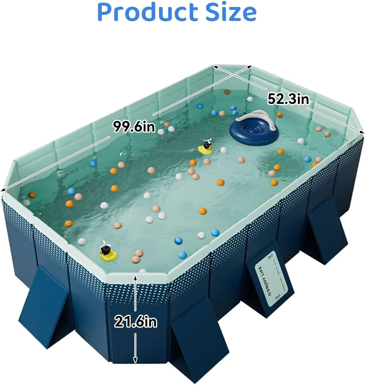 Foldable Swimming Pool, Hard Plastic Shell Rectangular Foldable Pools Above Ground, Collapsible Swimming Pool for Backyard Outsi