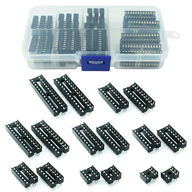 66PCS/Lot DIP IC Sockets Adaptor Solder Type Socket Kit 6,8,14,16,18,20,24,28 pins New