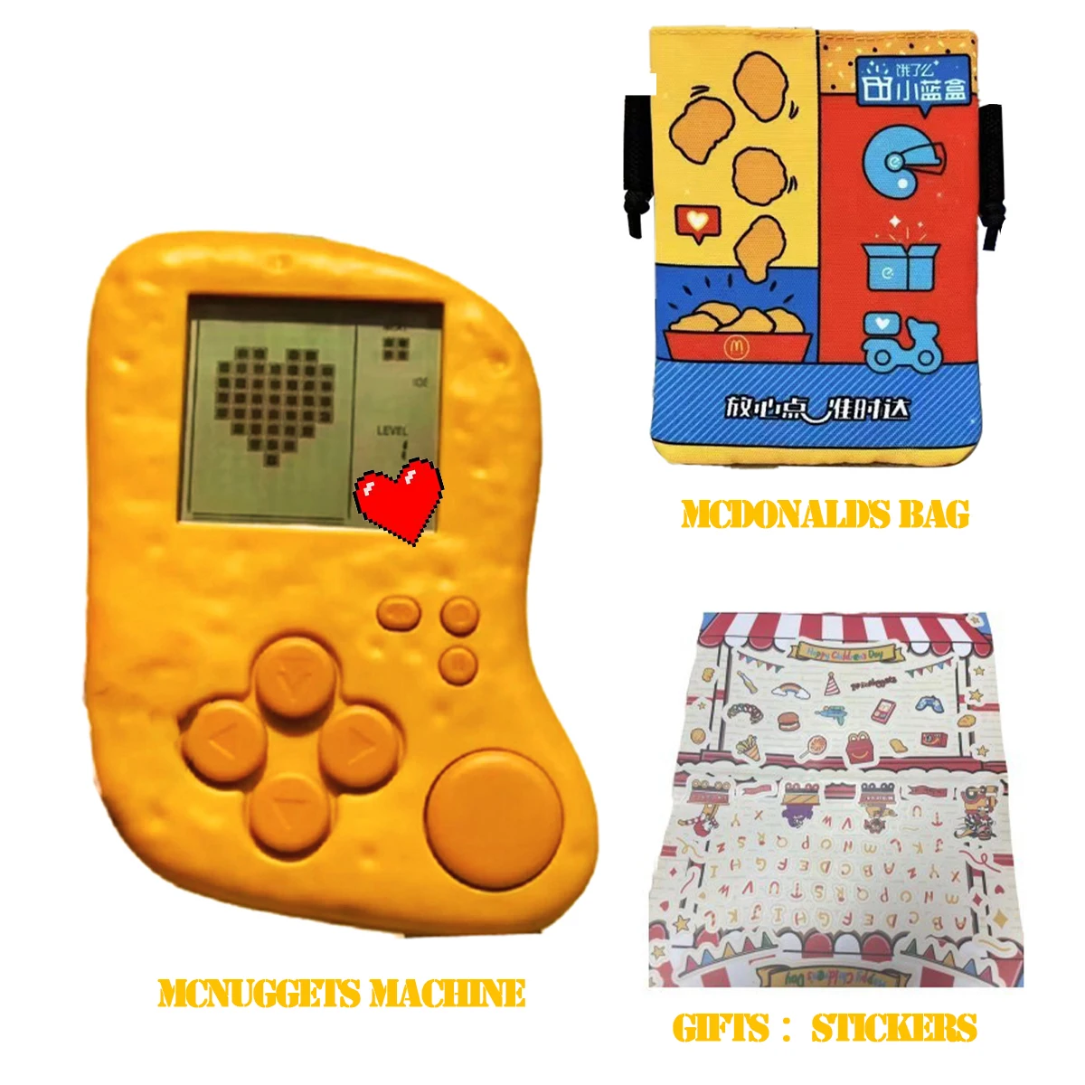 McNuggets Fried Chicken McDonald's Gameboy Peripheral Toys Tetris Handheld Console Collection Mini Children Gift Fun Play Game