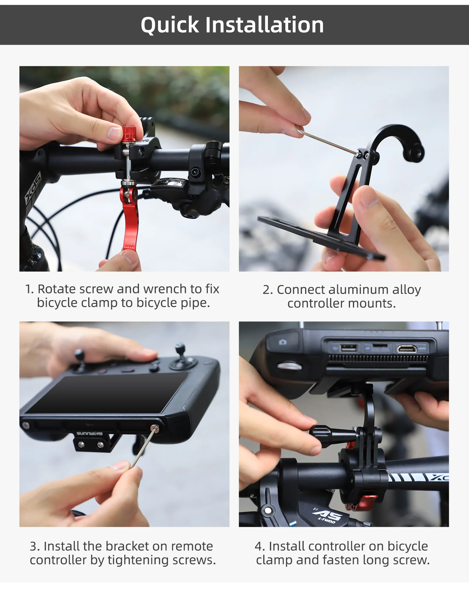 Remote Controller Holder on Bicycle Following Shot Action Camera Riding Bracket Mount For DJIRC PRO/DJI Smart Controller