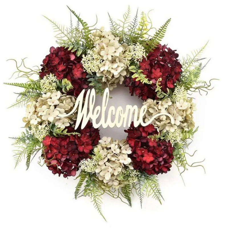 Home Wreath Fake Spring Plastic Branch Wreath Simulation Wreath Artificial Garland Door Hanging Wedding Spring Decoration