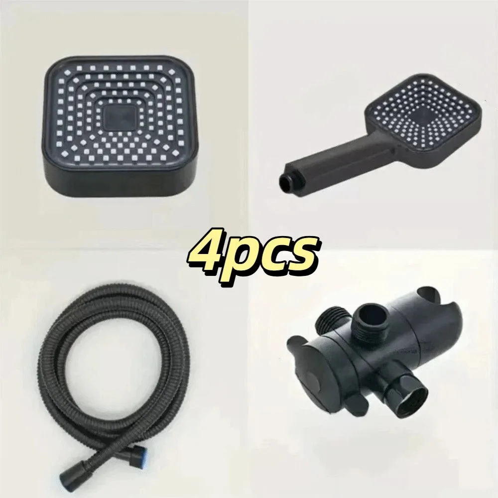 

Square Design Square Handheld Shower Set Flexible Hoses Matching Bracket Bathroom Shower Accessories Stable Fixation