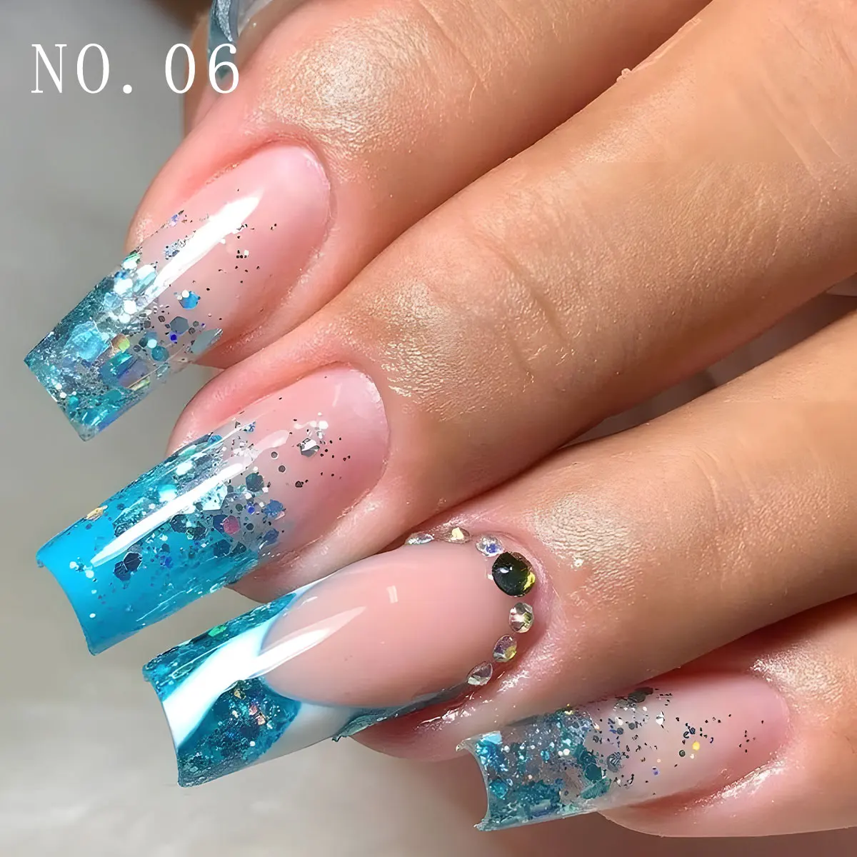 GAVY 8PCS Nail Gel Set, in blue color, UV/LED curing, perfect for nail salon on fingertips, ideal gift for festivals