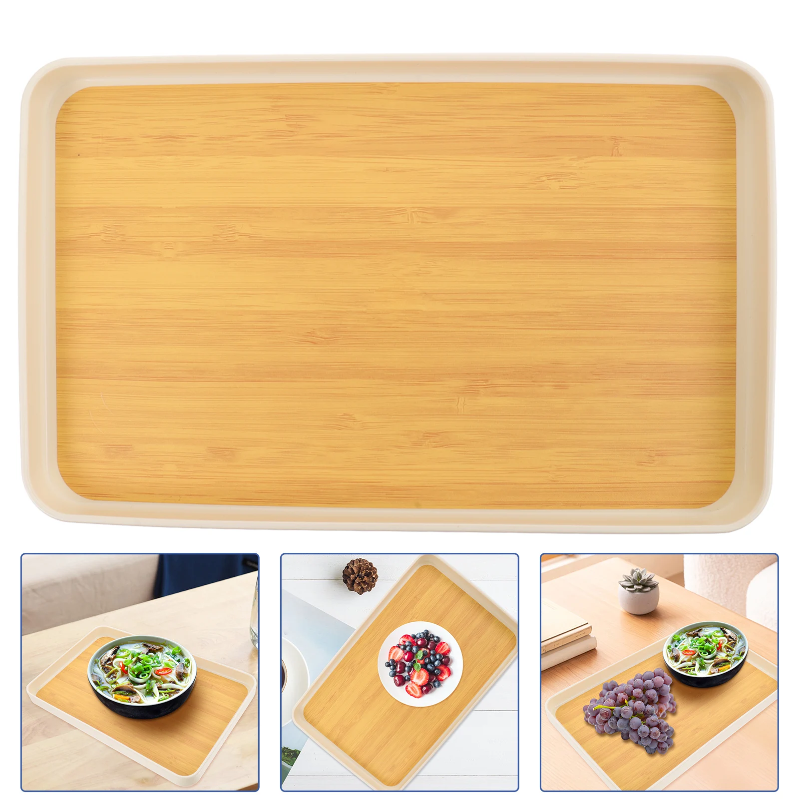 

Tea Tray Pp Material Non-Slip Stackable Dessert Serving Tray For Home Coffee Shop Fruit Snack Display Kitchen Barware