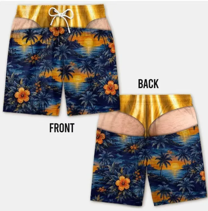 Lustige Badehosen für Herren mit 3D-Print, Fake-Skin-Boardshorts, Sommermode, viral, Strandshorts, Geschenk für Freund oder Ehemann – Detail 15