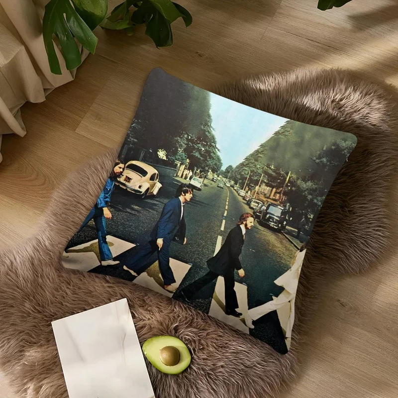 Vintage Band Retro Music Print Cushion Cover, Soft Square Throw Pillowcase for Sofa Living Room Home Decor, Hot Sale