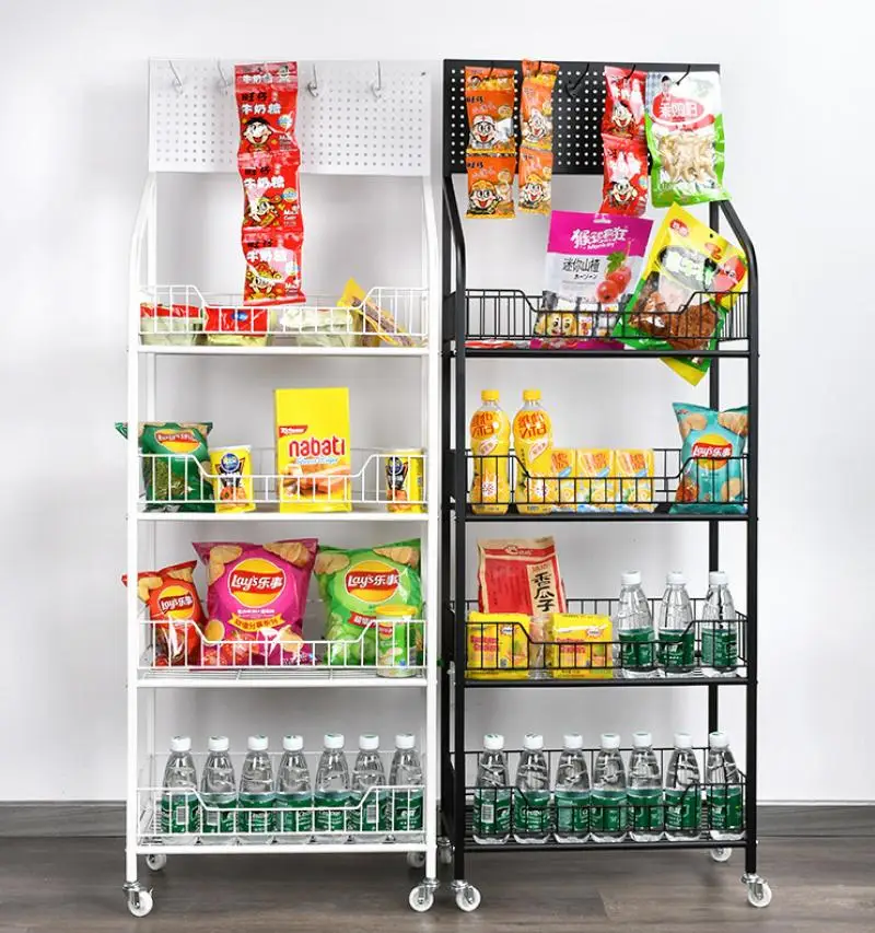 Home Ins Style Modern Simplicity Food Toy Display Rack with Wheels Multifunctional Portable Multi-Layer Sundries Storage Rack