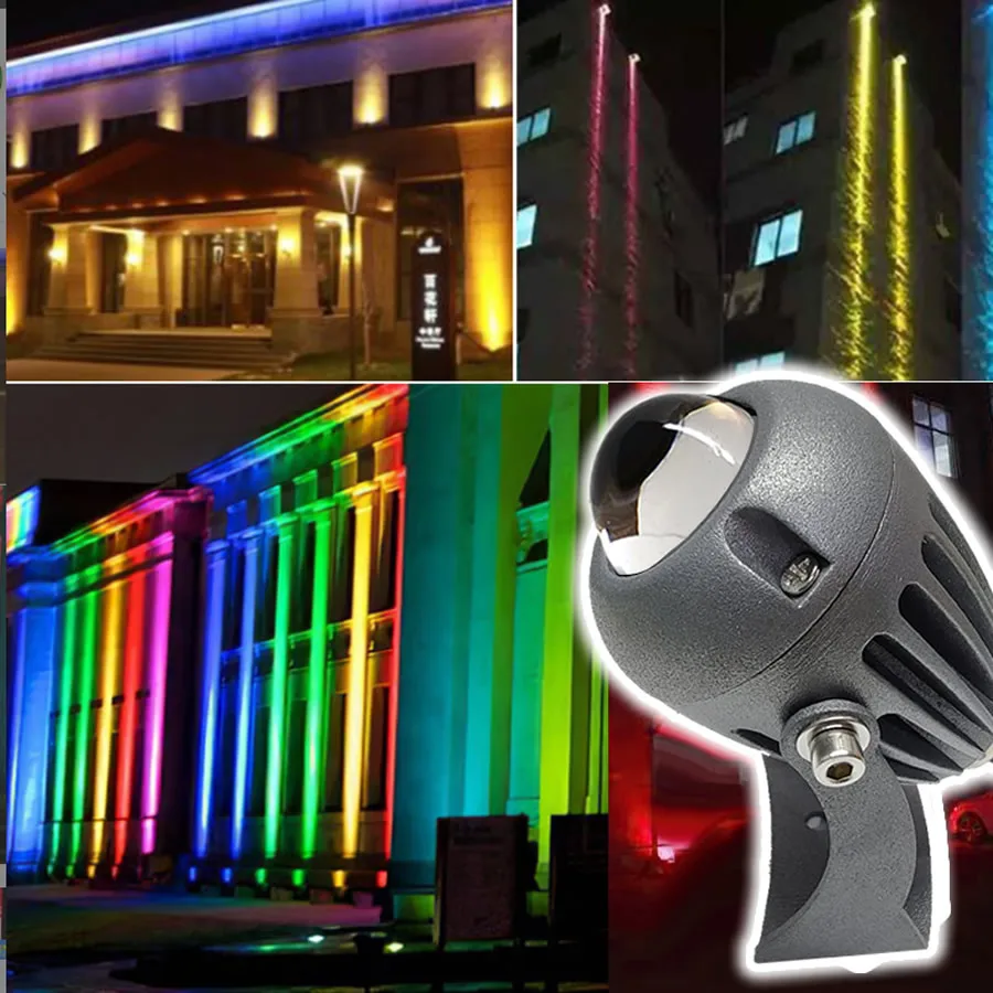 Outdoor LED Wall Spotlight 5W 9W 12W One Beam Lights 220V Red Green Blue RGB Wall Lamp IP66 Waterproof For Landscape Lighting