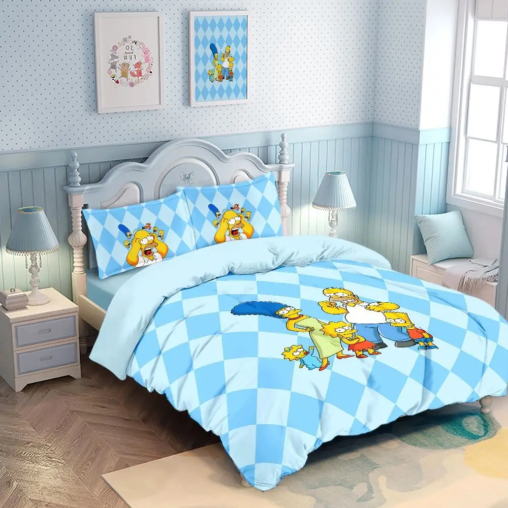 The Simpsons Bart Homer Maggie Anime Zweidimensionales Bettwäsche-Set Vierteiliges Set Junior High Dormitory Bettbezug Dreiteiliges Set – Detail 9