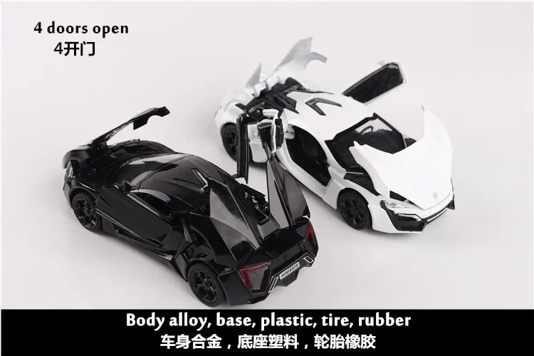 1:32 Lykan Hypersport Super auto Simulazione Pressofuso In Lega di Metallo Modello di auto Suono Luce Tirare Indietro Collezione Giocattolo Per Bambini Regali A222