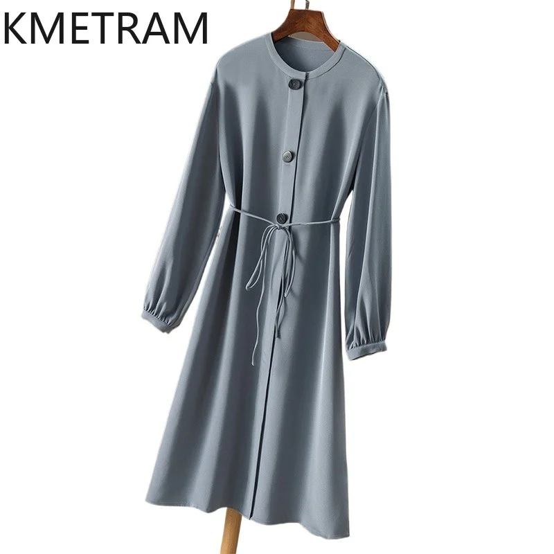 KMETRAM 30MM 100% Mulberry Silk Dresses for Woman French Style Long Dress Women's Casual Dresses Summer Clothing 2026 vestidos