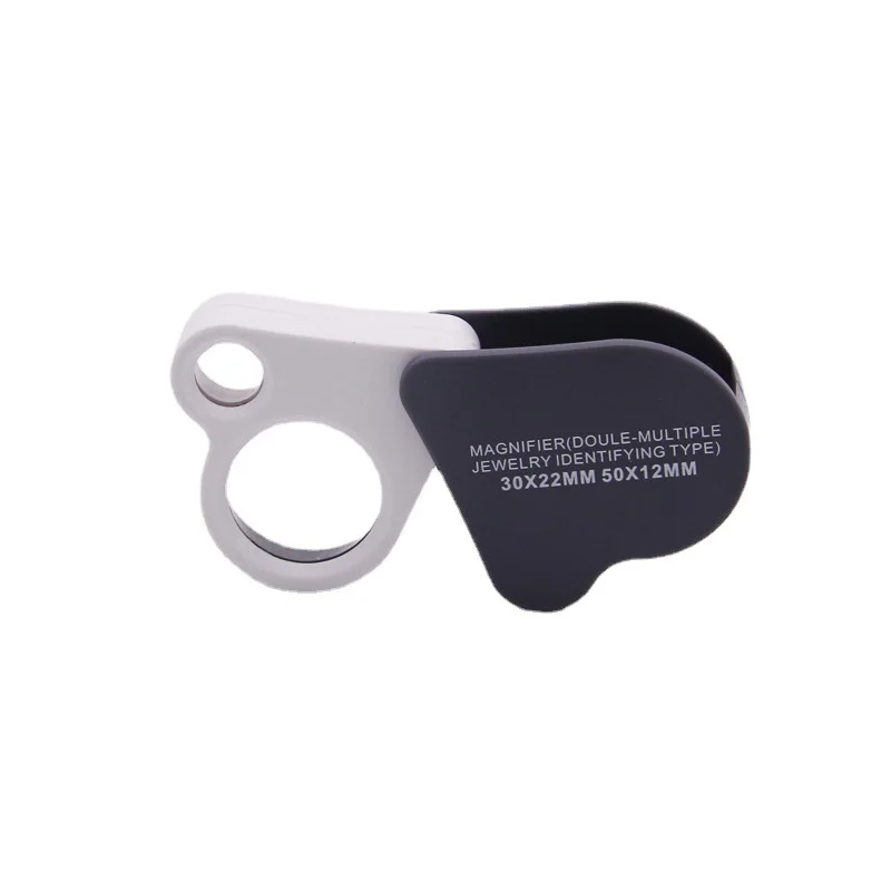 

50PCS New Portable Foldable 30x/50x Dual Lens High Definition and High Magnification Jewelry and Jade Appraisal Magnifier 2212