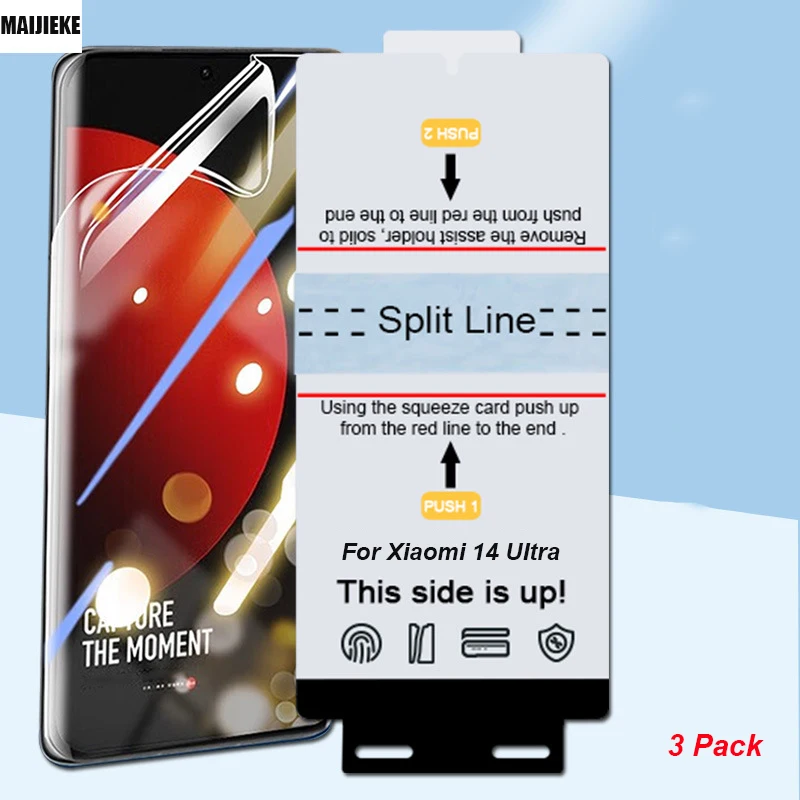 3Pcs HD Front Hydrogel Film for Xiaomi 14 Ultra Pro Mi 13T 13 12 Pro Redmi K70 Pro Poco F6 X6 M6 Pro Screen Protector+Fix Tools