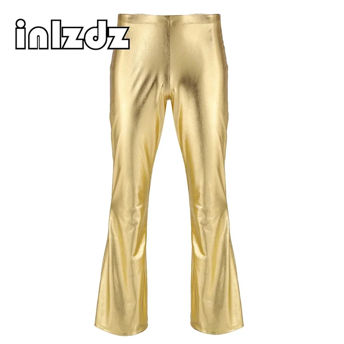 

Mens Shiny Metallic Pants 60s 70s Retro Flared Disco Pants Clubbing Dude Bell Bottom Long Trousers Costume Rave Party Clubwear