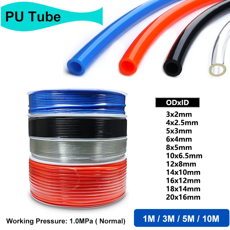 

1/3/5/10M Air Component Hose 3mm 4mm 6mm 8mm 10mm 12mm 20mm Polyurethane Tubing Air Tube Compressor Hose Pneumatic Hose PU Tube