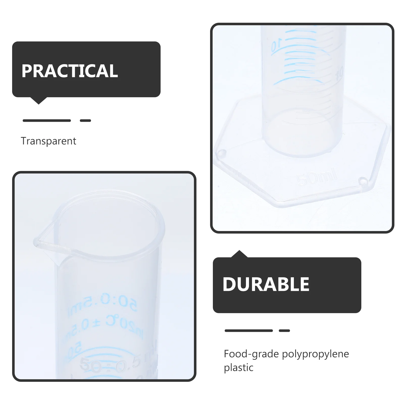 4pcs Transparent Measuring Plastic Graduated Cylinder 10ml / 25ml / 50ml / 100ml Measuring cylinder Measuring cylinder plastic