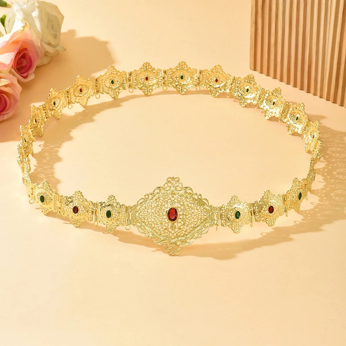 المرأة الجزائرية حزام معدني الذهب اللون عباية مجوهرات الزفاف سلسلة الخصر العربية التقليدية هدية