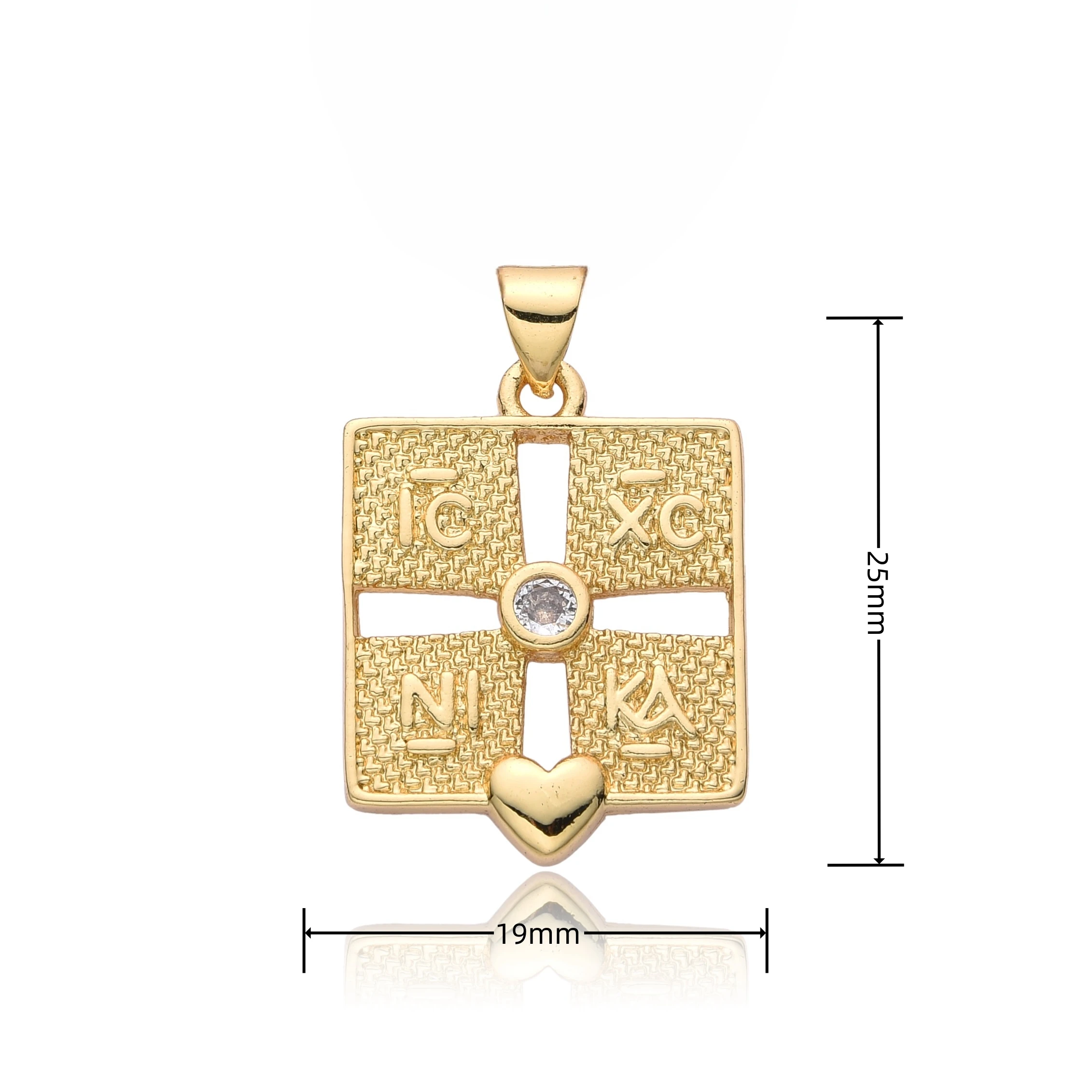 Color oro ICXC ΝΙΚΑ Cruz Charms Cubic Zirconia Santa Helena Constantino collar para mujeres / hombres regalo griego bizantino medallón CZ Constantino ortodoxa gargantilla colgante para DIY joyería haciendo accesorios