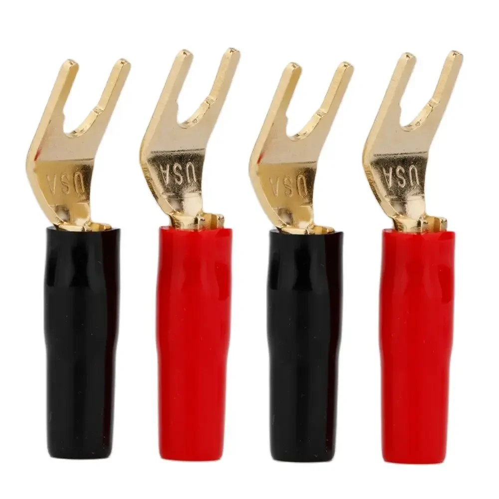 USA Spade Copper Y Spade Plug Speaker Cable  Gold/Rhodium Plated Connector Solider Terminal Plug
