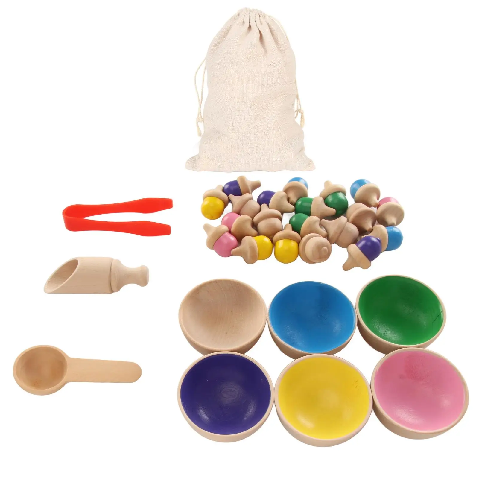 

Color Sorting Acorns Educational Toys for preschool - Safe Fingertip Strengthening with Spoon, Perfect for living Room Play