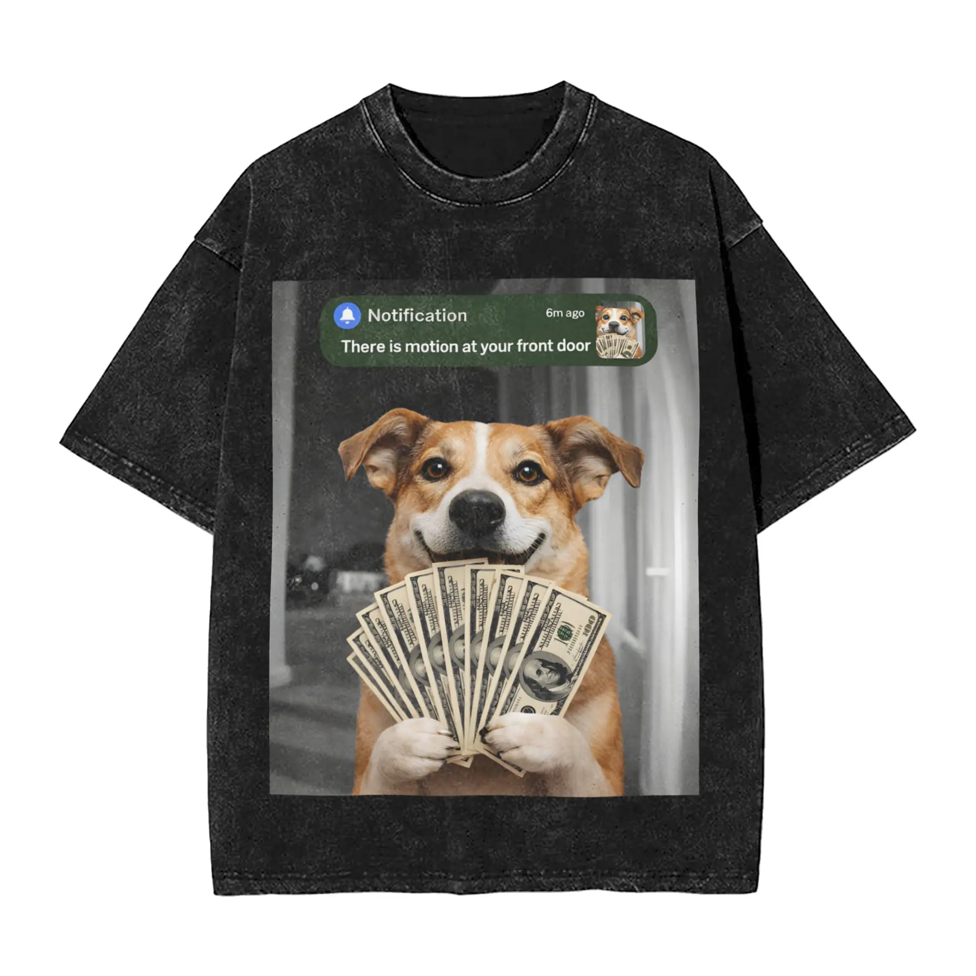 Summer Funny Dog There is Motion at Your Front Door  Washed Shirt Merch Oversize T-Shirt  for Men Women Tees