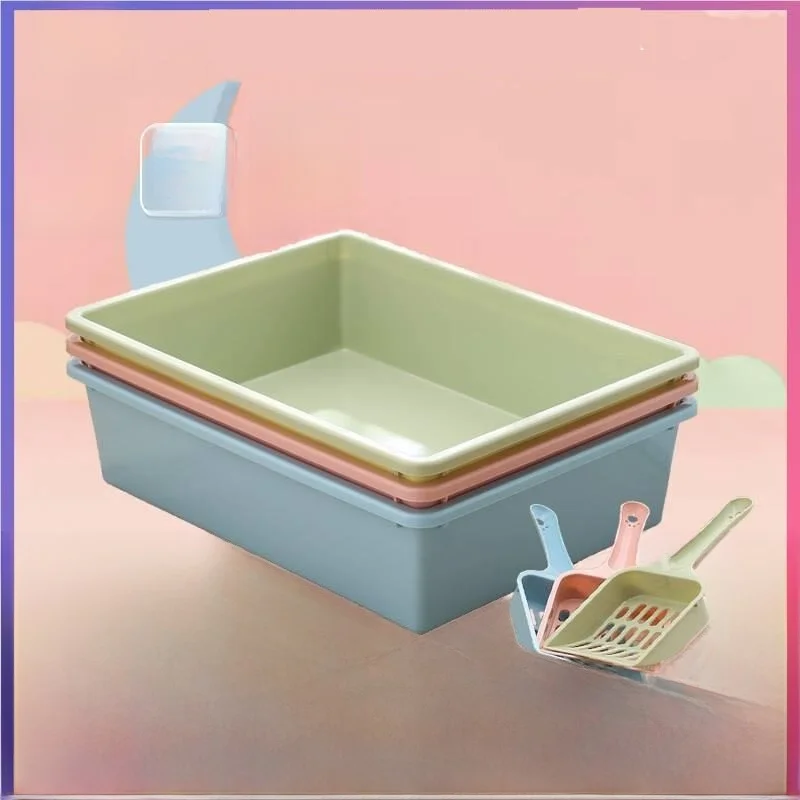 

Большой открытый квадратный ящик для мусора, полузакрытый дизайн, легко чистящийся туалет, портативная структура для товаров для домашних животных