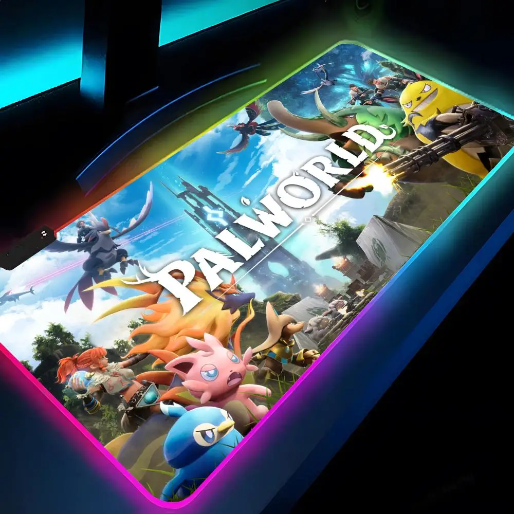

Game P-Palworlds Mouse Pad Rgb Xxl Laptop Mat Gaming Mousepad Backlit Keyboard Gamer Girl Table Pads Desk
