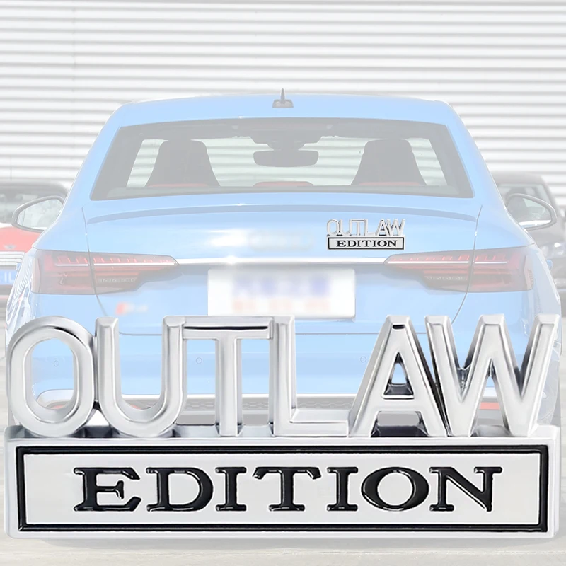 

1Pc White Outlaw Car Stickers Metal EDITION Label Luxury Modern Urban Sport Refit Car Auto Fender Tail Emblem Badge Sticker