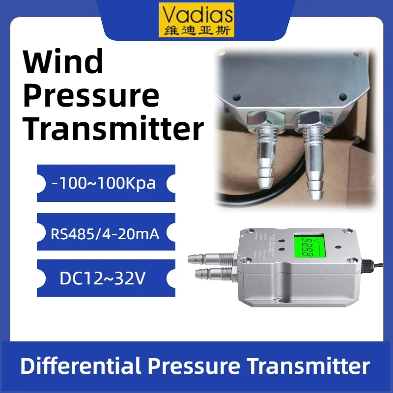 Transmissor de pressão diferencial lcd 200pa 400pa -1kpa lcd transmissor de pressão do vento 4-20ma rs485 sensor de pressão diferencial