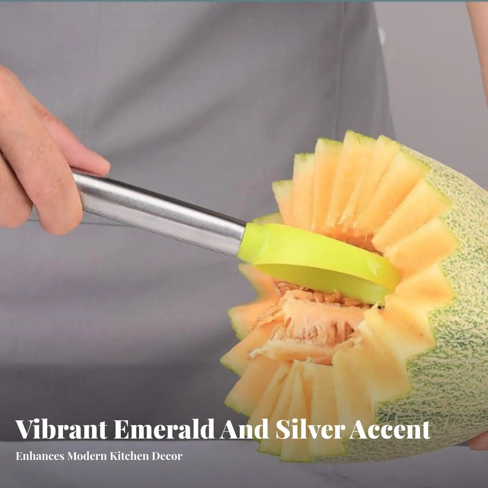 Multipurpose Industrial Scoop with Dual Loop Head for Fruit Salad Making Stainless Steel Melon Remover and Pulp Separator for