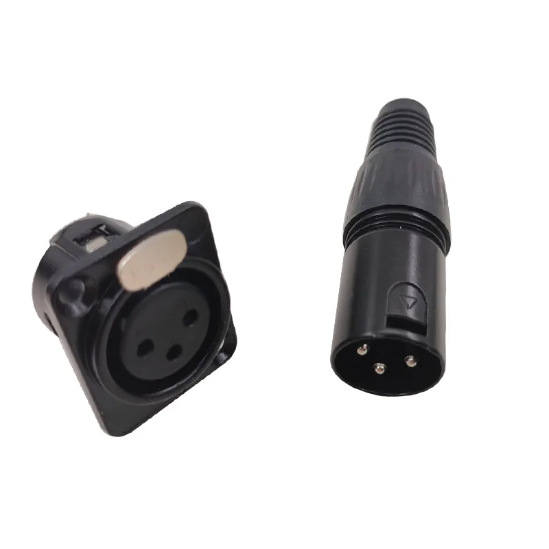 5PCS Cannon XLR Metal Socket YS145 YS146 Male and Female 3-pin Microphone Connector YS145BG YS146BG Balanced Plug