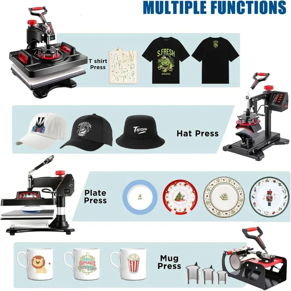 AKEYDIY 8 in 1 Heat Press Machine Professional Sublimation Machine 12