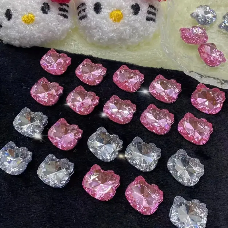 10PCS 3D acrilico Cartoon Cat Nail Charm Gems Shiny Pink Clear Cat strass per decorazioni per Nail Art accessori per Manicure fai da te