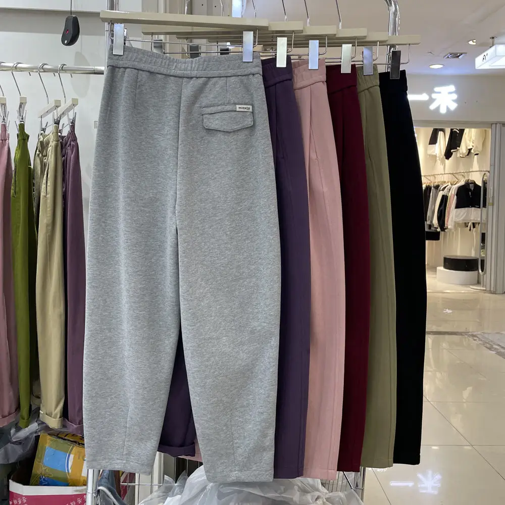 Imagem -03 - Calça Esportiva Casual Feminina Solta Calça Cinza Calça Pequena de Rabanete Outono e Inverno 2023