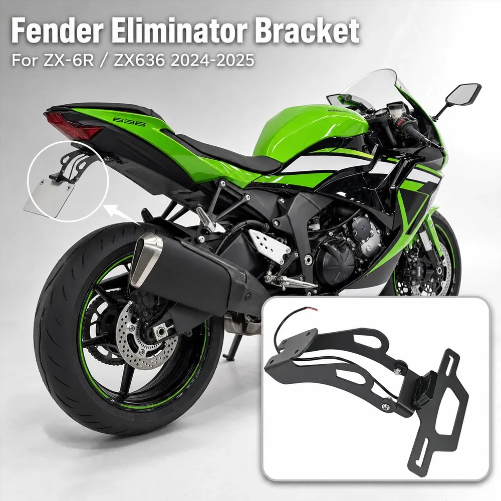 

ZX6R Motorcycle Tail Tidy Fender Eliminator Registration Frame License Plate Bracket Holder For KAWASAKI ZX6R ZX636 2024 2025