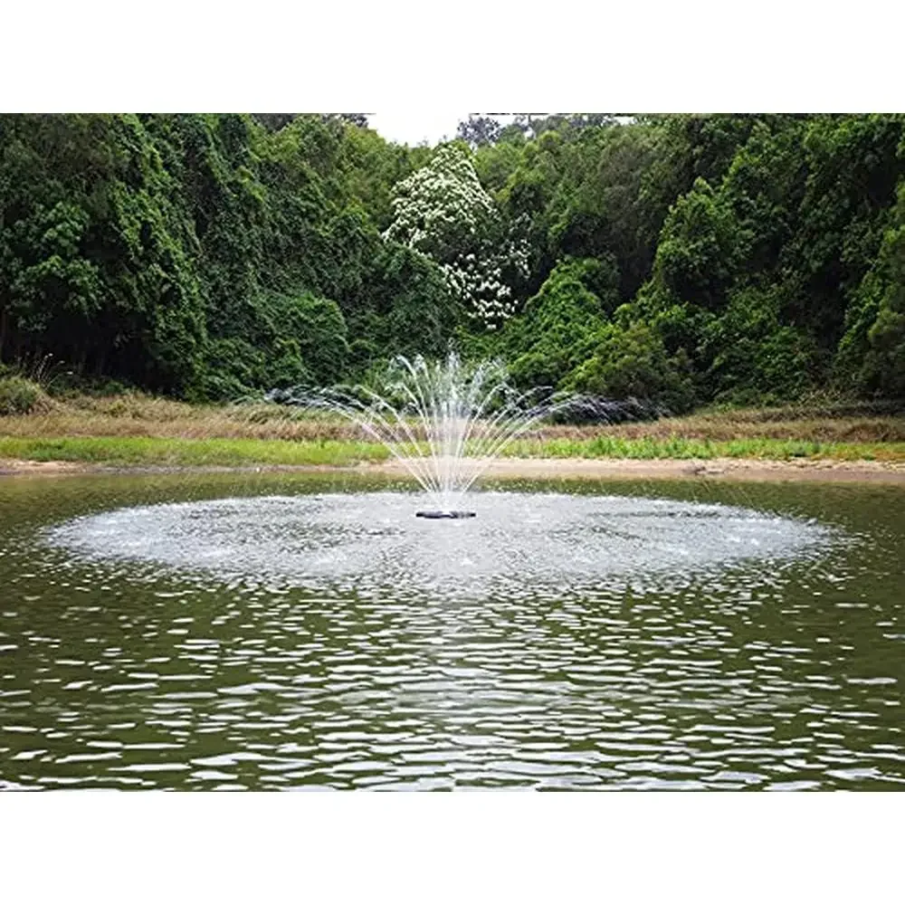 Large Pond Floating Fountain 1/2HP 110V Pump 13000 GPH 100' Cord Two Spray Patterns Aeration 1/4-Acre Area Easy Assembly &