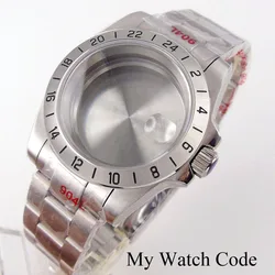 24 Hour GMT Steel Bezel Watch Case for NH34 NH35 NH36 NH38 ETA2824 PT5000 ST2130 SW200 904L Bracelet Sapphire