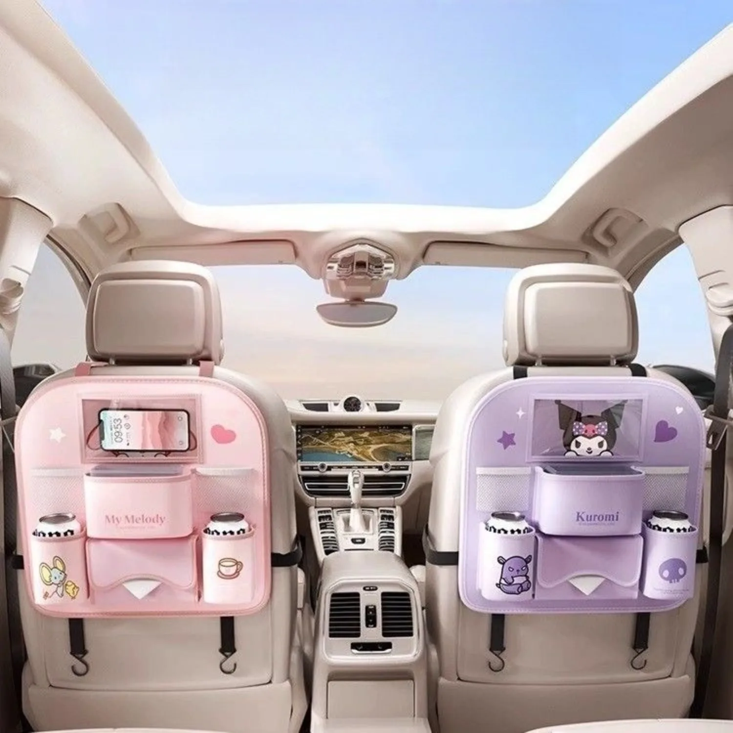 Anime Sanrio HelloKitty Kuromi My Melody Cinnamoroll Portable Car Seat Back Organizer Pouch Cartoon Cute Kawaii Holiday Gifts view 2