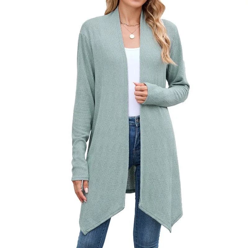 

Women's Autumn New Fashion Solid Color Long-sleeved Knitted Cardigan Jacket Long Stretch Comfort Top