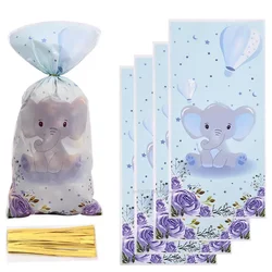 50/25pcs Baby Elephant Candy Gift Bags Girl Boy Baby Shower Gift Cellophane Cookie Treat Bag Kids Birthday Party Favors Supplies