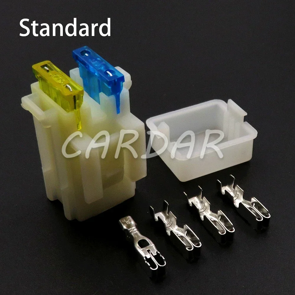 1 Set 2 Way Car Plastic Housing Fuse Box with 4pcs Terminals for Standard Fuse Middle Fuse Holder medium auto socket