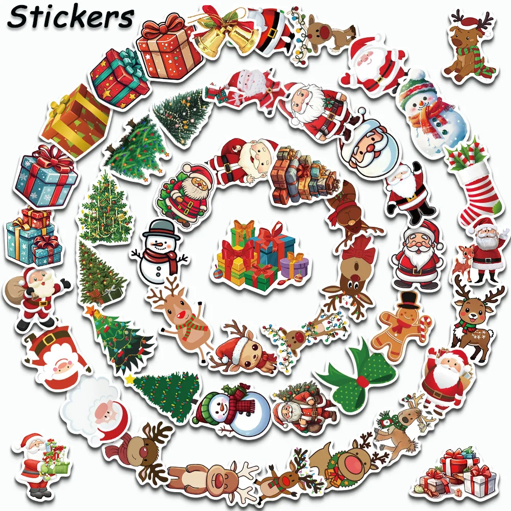 50/100PCS New Christmas Stickers Combination Kids Decals For Luggage Skateboard Laptop Festival Gifts Phone Graffiti Stickers