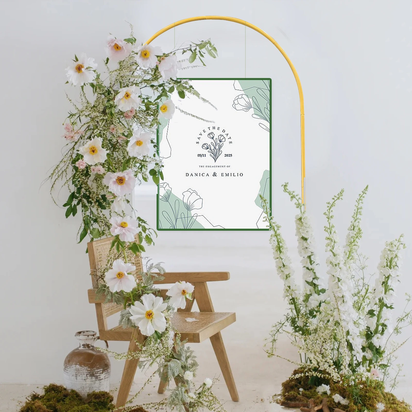 Braket Sandaran Lengkungan Pernikahan, Braket Sandaran Lengkungan Logam Emas Lengkungan Persegi untuk Pernikahan, Ulang Tahun, Pesta, Pengantin, Bayi, Sh