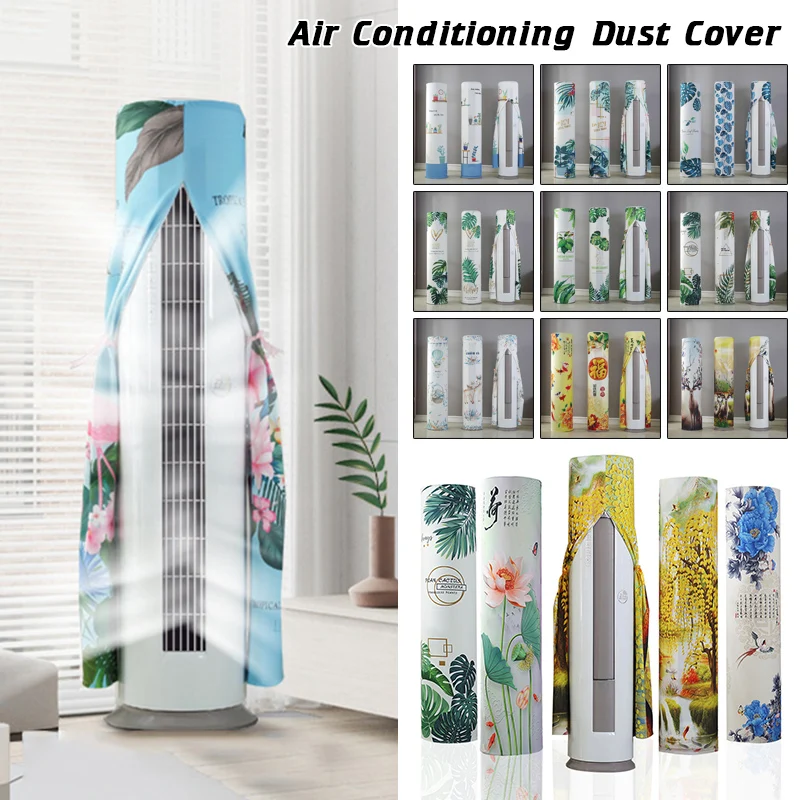 

Upright Round Shape Air Conditioner Cover Cartoon Fresh Plant Printing Cabinet Type Air Conditioning Protective Case Dust Proof