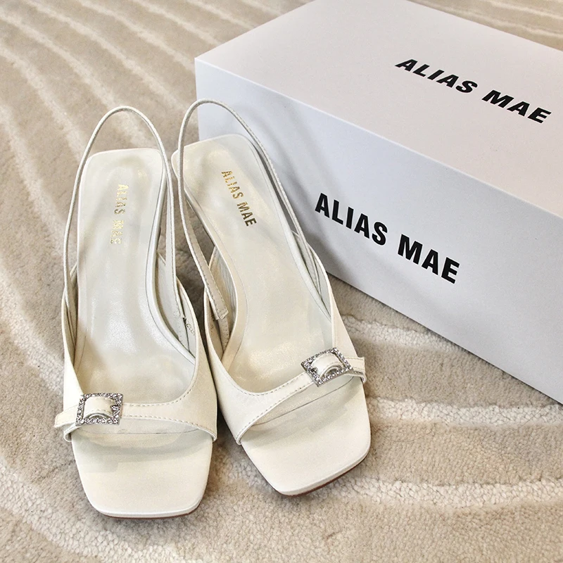 

ALIAS MAE small square flowered high-heeled women's sandals with exposed toes, new fashionable style at the 2025 Summer counter