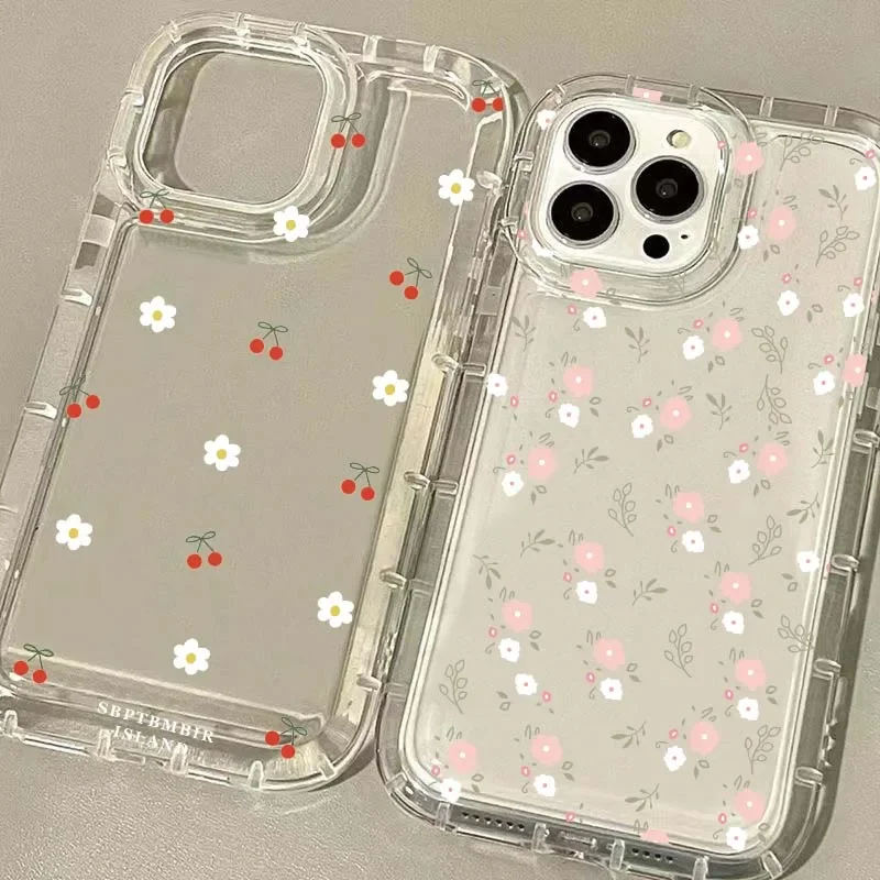 Phone Case For Infinix Note 30 Pro Smart 8 7 6 5 Hot 12 9 Play 30i Note 12 G96 cover Soft TPU Air Bag Cherry Flower