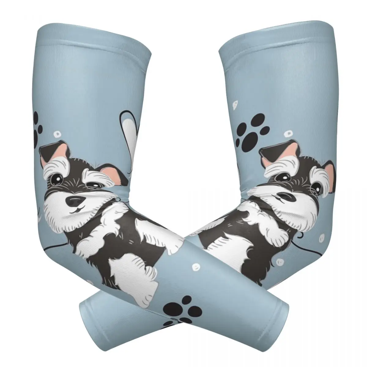 愛黒と白のミニチュアシュナウザー屋外アームスリーブ太陽紫外線保護カバー夏サイクリングタトゥースリーブ