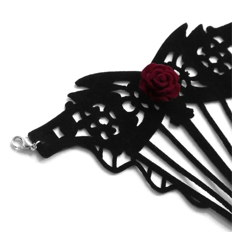 652F Gothic Black Lace  Bracelet Wristband Victorian Costume Accessories for  Night Cosplay, Halloween Party