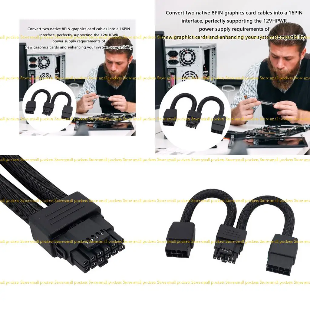 

R1WD Power Cable 16PIN Разъем 12VHPWR Адаптер 2x 8PIN до 16PIN Удлиненный кабель графического процессора